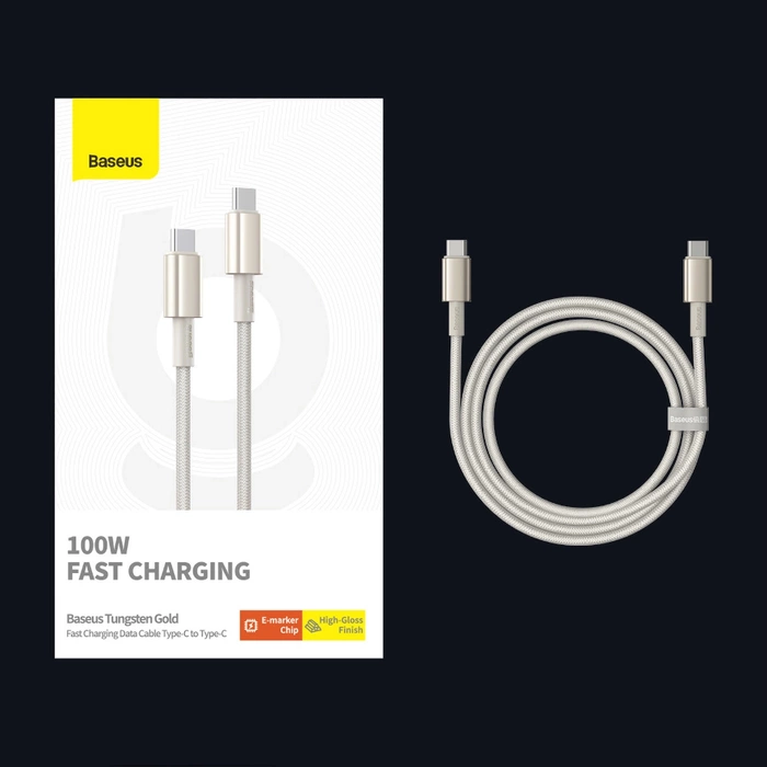 Kabel Baseus Tungsten Gold USB-C / USB-C 100W 1m - złoty