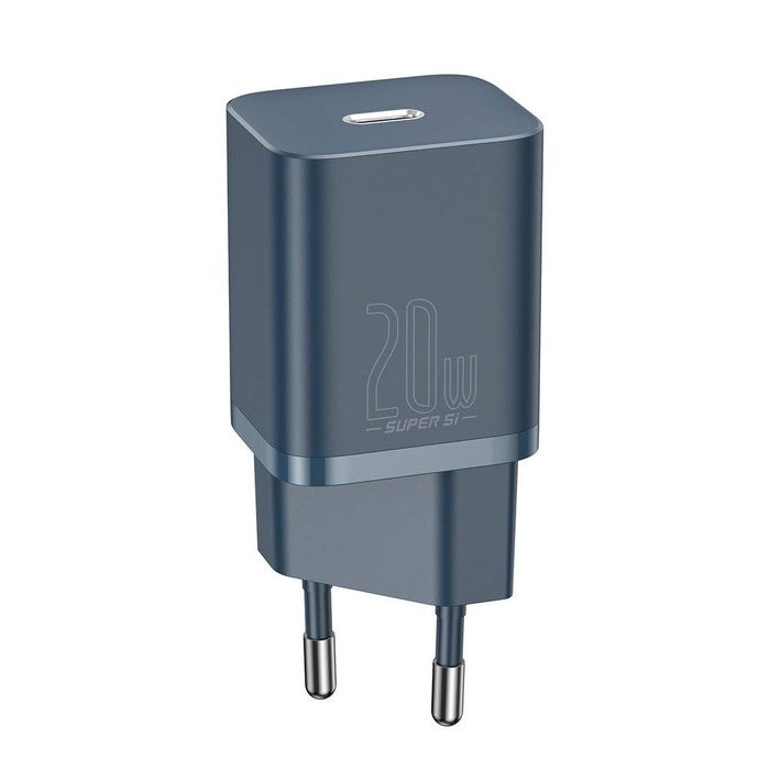 Baseus Super Si 1C szybka ładowarka USB Typ C 20W Power Delivery + kabel USB Typ C - Lightning 1m niebieski (TZCCSUP-B03)