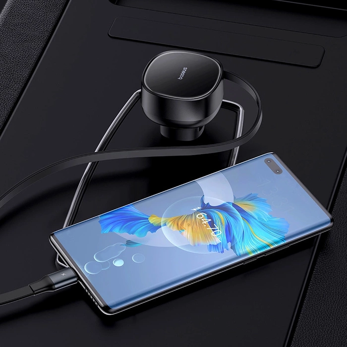 Ładowarka samochodowa Baseus Enjoyment Pro z kablem USB-C, 60W (czarna)