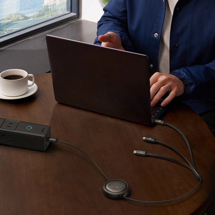 Kabel USB-C 3w1 Baseus Free2Draw USB-C/Lightning/Micro 100W, 1,1m (czarny)