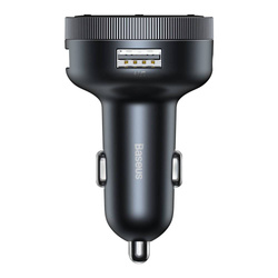 Baseus Enjoy transmiter FM ładowarka samochodowa LED 2x USB / 3,5mm jack bezprzewodowy odtwarzacz MP3 Bluetooth 5.0 3.4A czarny (CCLH-01)
