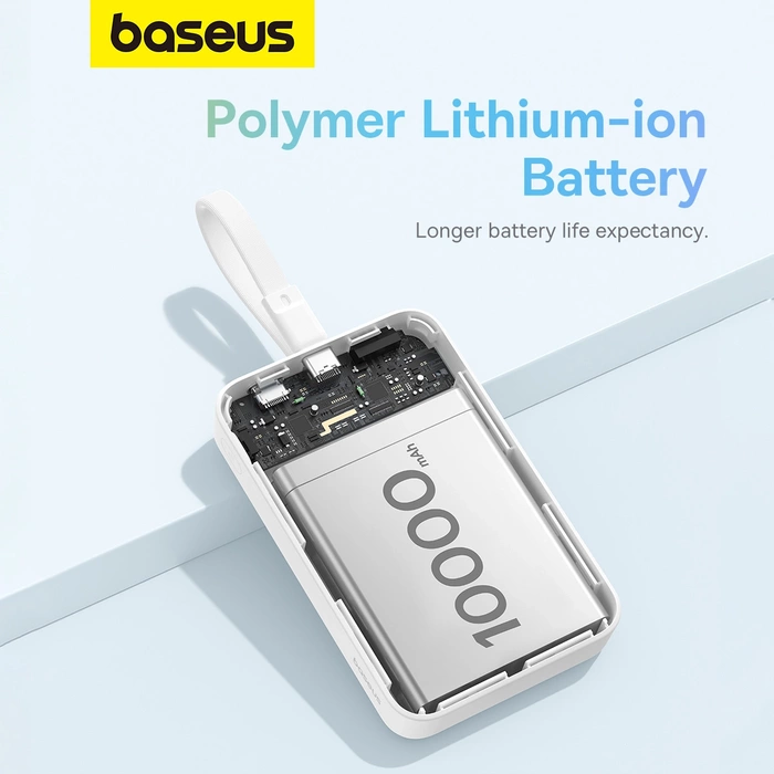 Powerbank Baseus Magnetic Mini MagSafe 10000mAh 30W z wbudowanym kablem USB-C 0.3m Biały