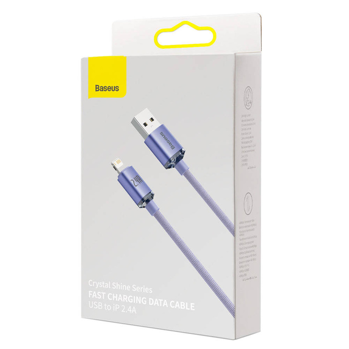 Baseus Crystal Shine Series kabel przewód USB Typ A - Lightning 2,4A 1,2m fioletowy