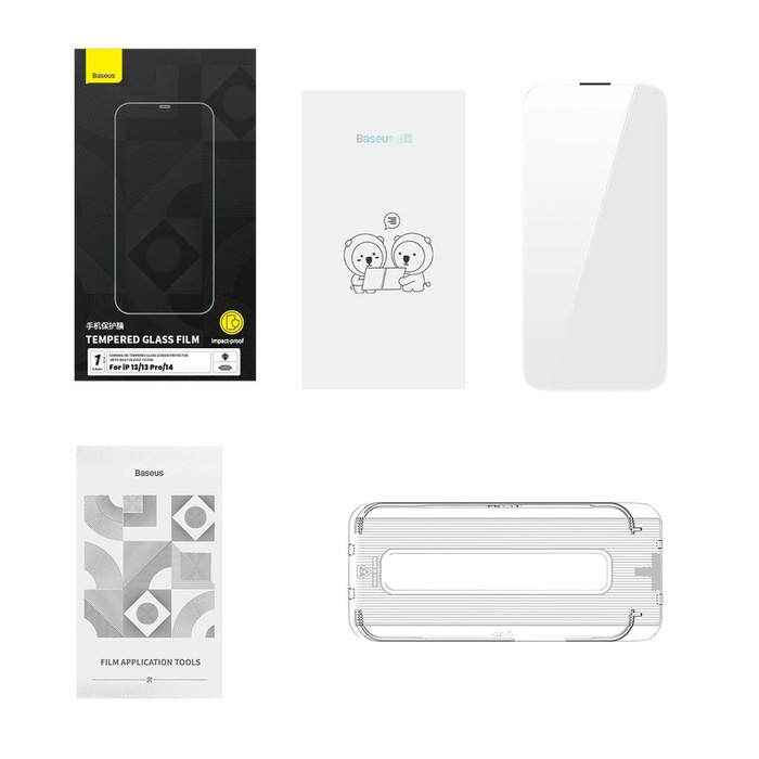 Baseus szkło hartowane do iPhone 14 / 13 Pro / 13 na cały ekran z osłoną na głośnik 0.4mm + zestaw montażowy