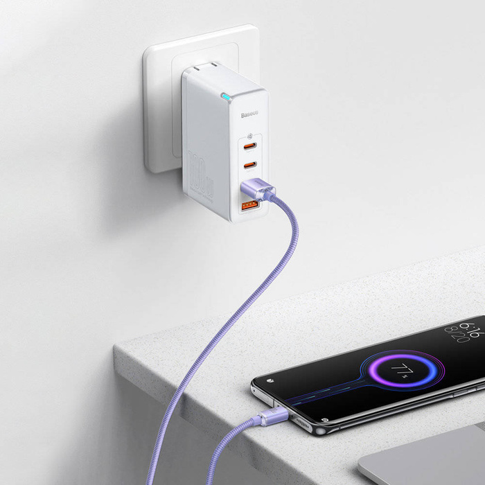 Baseus Crystal Shine Series kabel przewód USB do szybkiego ładowania i transferu danych USB Typ A - USB Typ C 100W 2m fioletowy (CAJY000505)