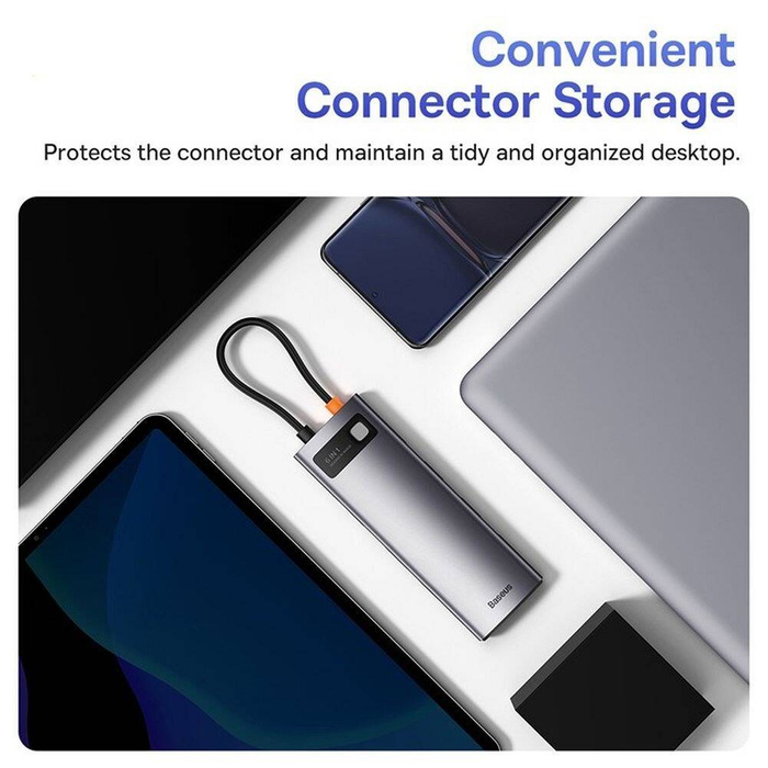 Baseus StarJoy HUB 6w1 USB Typ C - 3x USB / HDMI / RJ45 (1Gbps) / USB Typ C PD szary (WKWG080013)