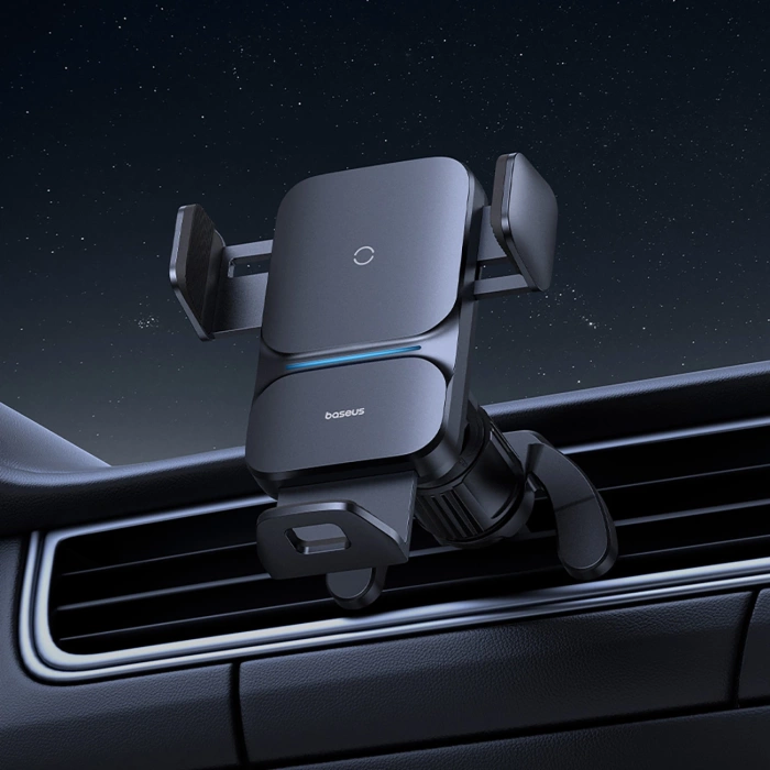 Baseus Wisdom ładowarka indukcyjna uchwyt samochodowy do telefonu na kartkę czarny (CGZX000001)