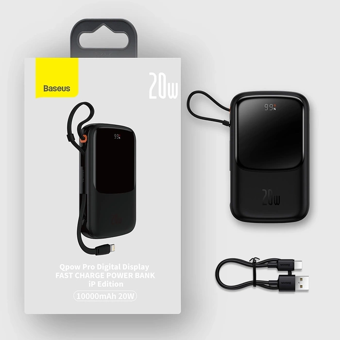 [PO ZWROCIE] Powerbank 10000mAh 20W Baseus Qpow Pro Overseas Edition + kabel USB C 3A - czarny