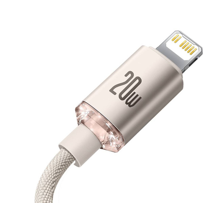 Baseus Crystal Shine Series kabel USB Typ C - Lightning szybkie ładowanie Power Delivery 20W 2m różowy (CAJY001404)