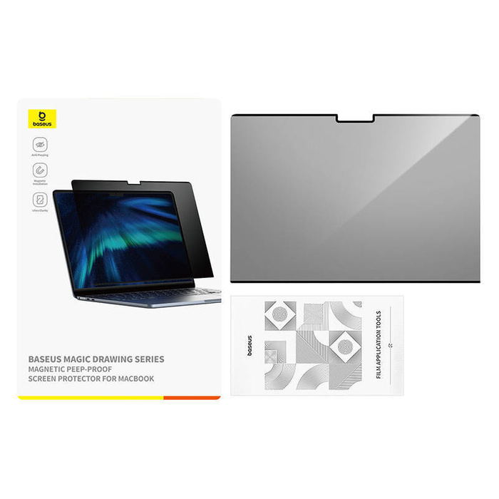 Szkło hartowane Baseus Magic Drawing dla MacBook Pro 16" (2021/2023) + zestaw czyszczący (przeźroczysty)
