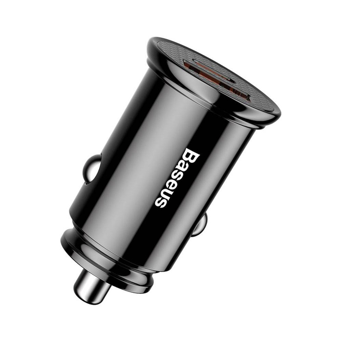Baseus Circular PPS inteligentna ładowarka samochodowa z portami USB Quick Charge 4.0 QC 4.0 i USB-C PD 3.0 SCP czarny (CCALL-YS01)