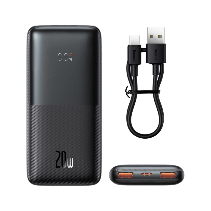 Powerbank Baseus Bipow Pro 10000mAh 20W czarny z kablem USB-A - USB-C 0.3m