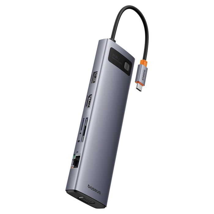 Hub 11w1 Baseus StarJoy Metal Glam Series, USB-C do HDMI +VGA + 3 x USB 3.0 + USB 2.0+USB-C PD + RJ45 + SD/TF +3,5mm