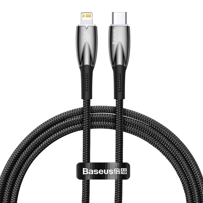 Baseus Glimmer Series kabel z szybkim ładowaniem USB-C - Lightning 480Mb/s PD 20W 1m czarny