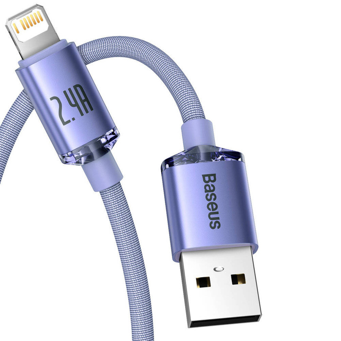 Baseus Crystal Shine Series kabel przewód USB Typ A - Lightning 2,4A 1,2m fioletowy