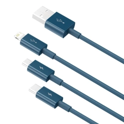Kabel Baseus Superior 3w1USB - Lightning / USB Typ C / micro USB 3,5 A 1,5 m niebieski (CAMLTYS-03)