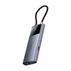 HUB USB 6w1 Baseus Metal Gleam Series II USB-A/USB-C/USB-C PD/HDMI/RJ45/SD/TF - czarny