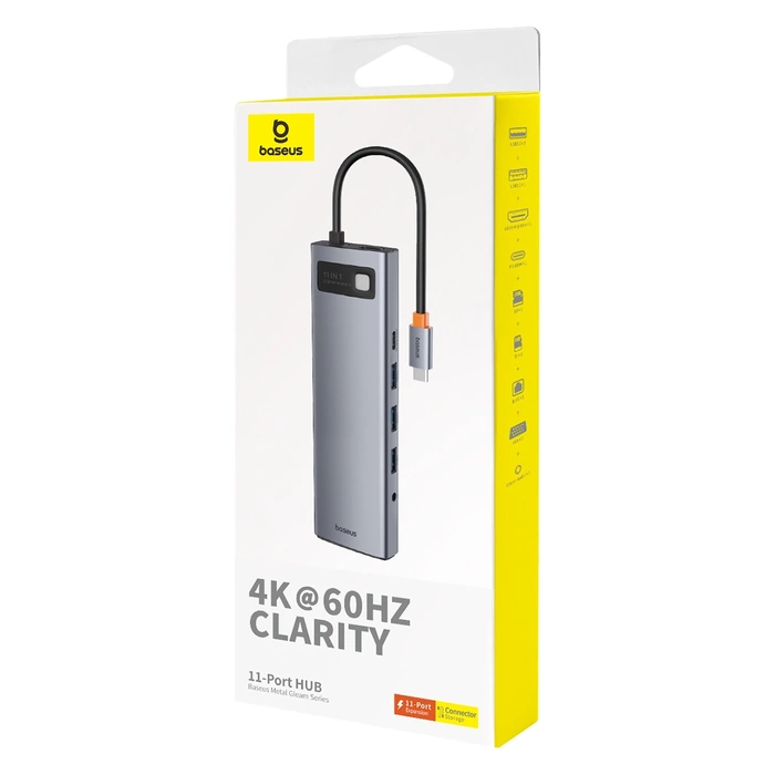 Hub 11w1 Baseus StarJoy Metal Glam Series, USB-C do HDMI +VGA + 3 x USB 3.0 + USB 2.0+USB-C PD + RJ45 + SD/TF +3,5mm