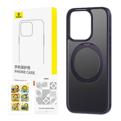 Etui iPhone 14 Pro ze stojakiem Baseus SkyRing 360° + szkło hartowane i zestaw do czyszczenia (fioletowy)