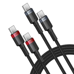 Kabel Baseus Cafule USB-C / USB-C 100W 1 m - czerwono-czarny i czarno-szary (2 szt.)