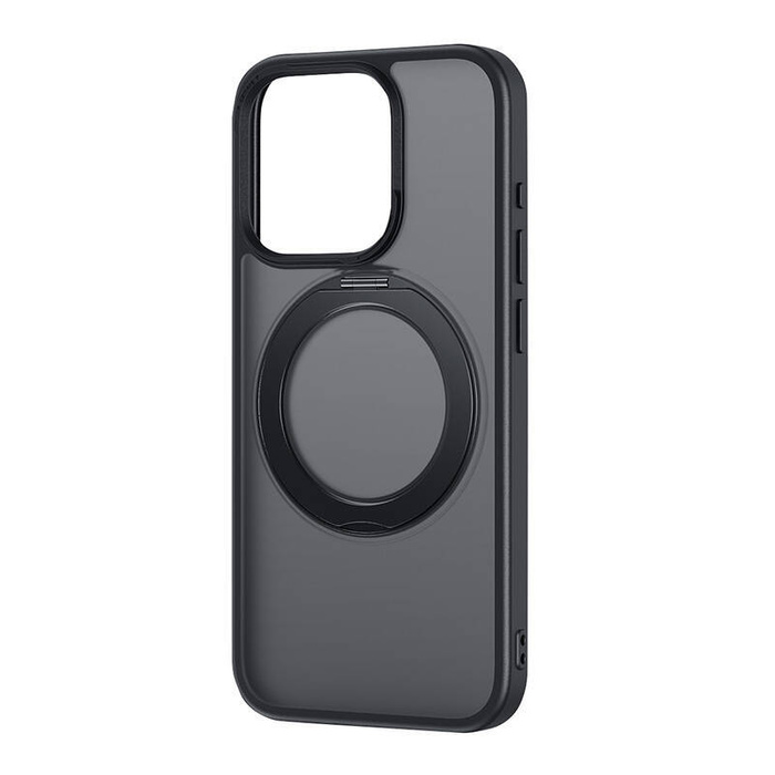 Etui iPhone 15 ze stojakiem Baseus SkyRing 360° + szkło hartowane i zestaw do czyszczenia (czarny)