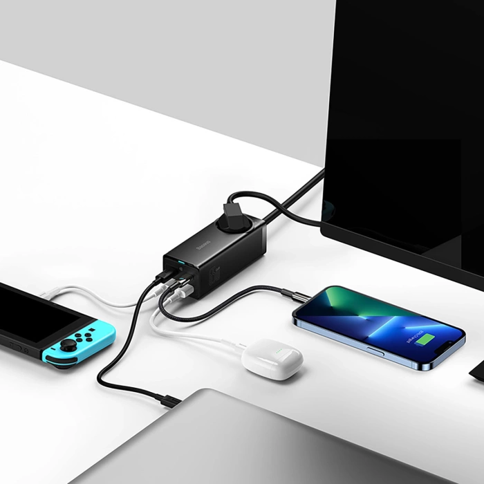 Ładowarka sieciowa / listwa zasilająca Baseus GaN3 Pro 2x USB + 2xUSB-C + AC, 65W