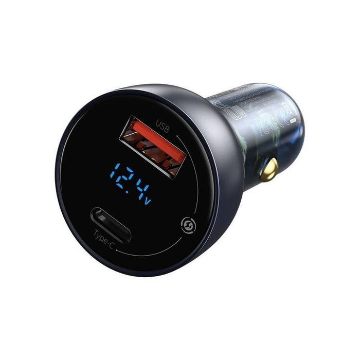 Baseus ładowarka samochodowa USB / USB Typ C 65 W 5 A SCP Quick Charge 4.0+ Power Delivery 3.0 ekran LCD przezroczysty (CCKX-C0A)