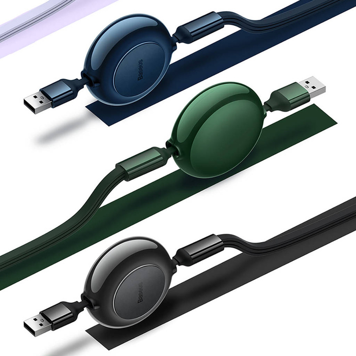 Baseus Bright Mirror 2 kabel przewód 3w1 USB Typ A - micro USB + Lightning + USB Typ C 3.5A 1.1m fioletowy (CAMJ010005)
