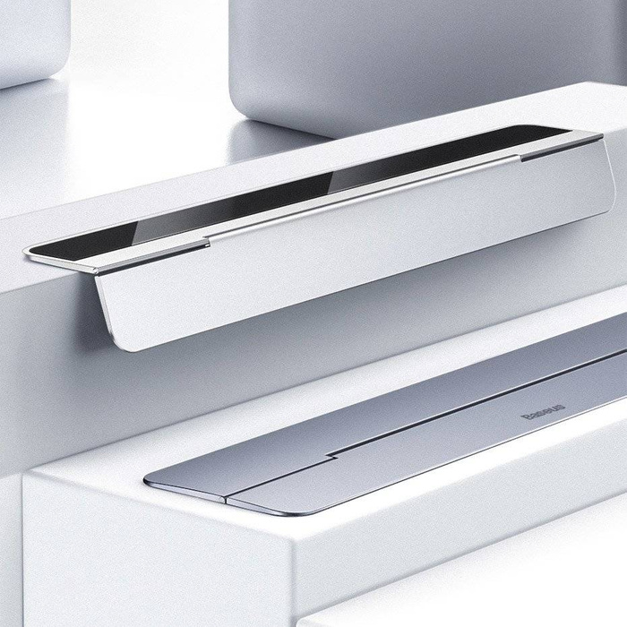 Baseus samoprzylepna aluminiowa podstawka pod laptopa MacBook ultra cienka składana ciemnoszary (SUZC-0G)