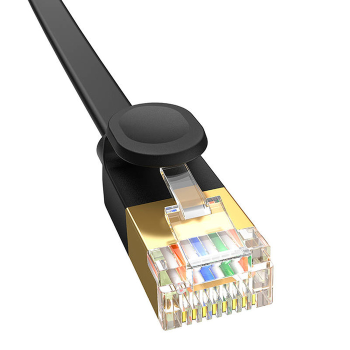 Płaski kabel sieciowy Baseus Ethernet RJ45, Gigabit, Cat.7, 5 m (czarny)