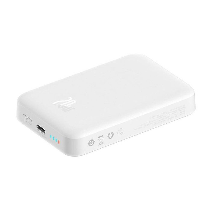 Baseus Magnetic Mini powerbank z ładowaniem indukcyjnym MagSafe 15W / szybkie ładowanie PD QC 20W 10000mAh biały (Overseas Edition) + Xiaobai Series kabel USB-C - USB-C 60W 3A 0.5m biały
