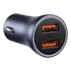 [PO ZWROCIE] Baseus Golden Contactor Pro szybka ładowarka samochodowa 2x USB 40 W Quick Charge SCP FCP AFC + kabel USB - USB Typ C szary (TZCCJD-A0G)