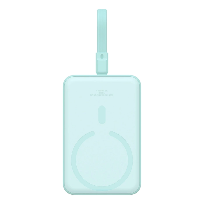 Powerbank Baseus Magnetic Mini MagSafe 10000mAh 20W z wbudowanym kablem Lightning - niebieski + kabel Baseus Simple Series USB-C - USB-C 60W 0.3m