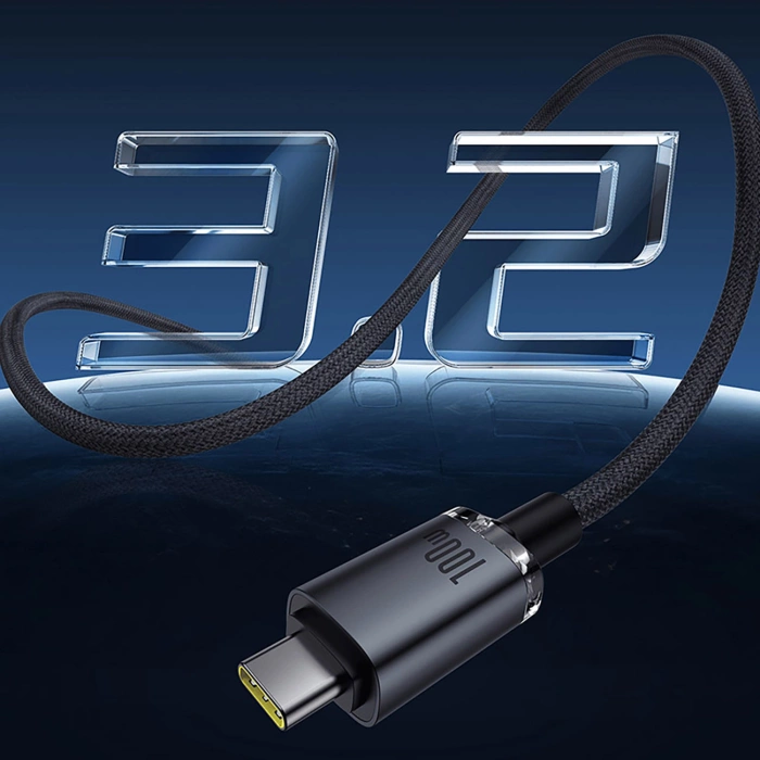 Baseus kabel Crystal Shine USB3.2 Full-Featured Fast-Charging Data Cable USB-C to USB-C 100W 1.5m 20Gb Cluster czarny