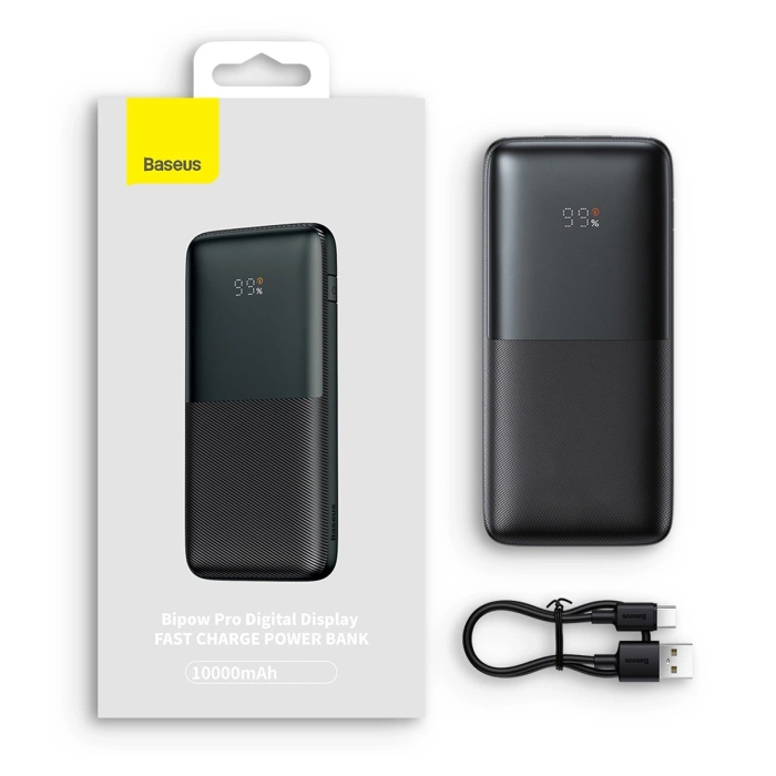 Powerbank Baseus Bipow Pro 10000mAh 20W czarny z kablem USB-A - USB-C 0.3m
