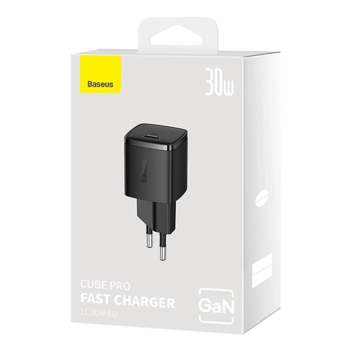 BASEUS ładowarka sieciowa Typ C PD 30W GaN Cube Pro czarna