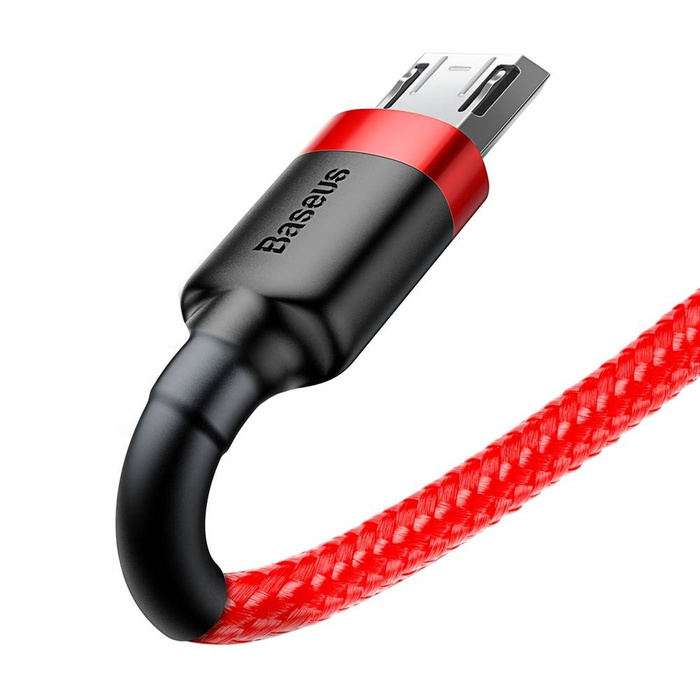 Baseus Cafule Cable wytrzymały nylonowy kabel przewód USB / micro USB QC3.0 2.4A 1M czerwony (CAMKLF-B09)