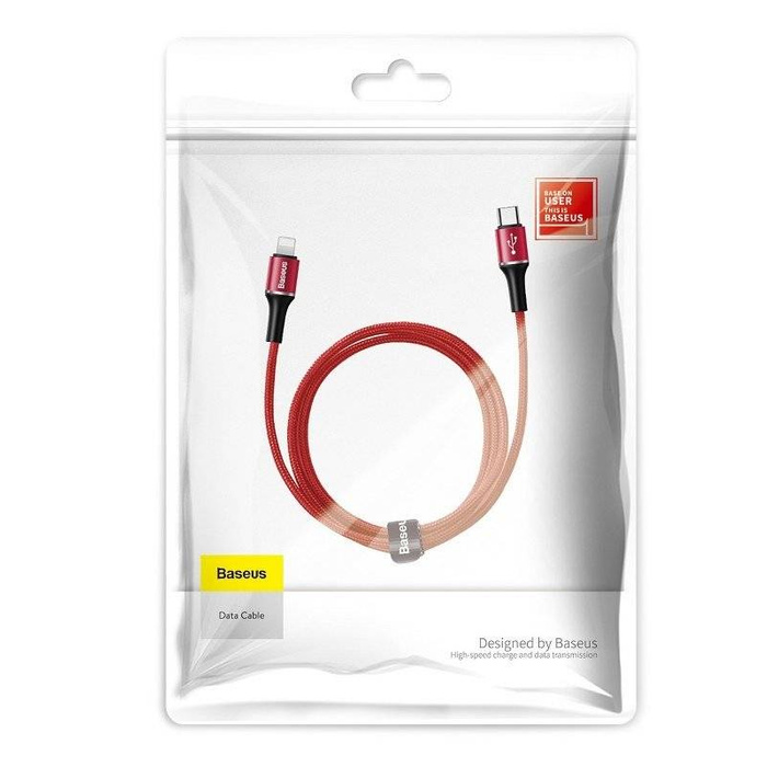 Kabel BASEUS USB-C na Lightning PD Halo, Power Delivery, 18W, 1m czerwony