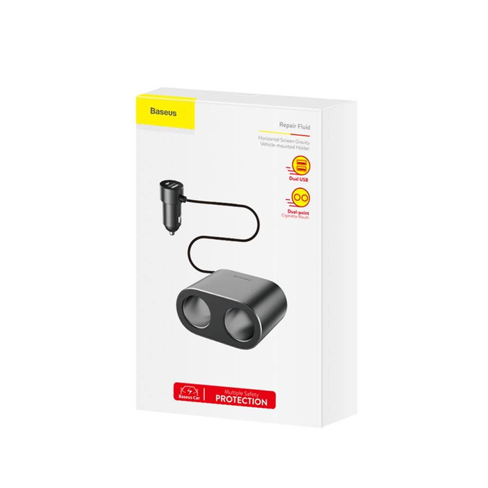 Baseus rozdzielacz rozgałęźnik ładowarki samochodowej 2x USB 3.1A 17W + 2x gniazdo zapalniczki 80W czarny (CRDYQ-01)