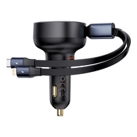 Ładowarka samochodowa Baseus Enjoyment USB-C z kablem USB-C i Lightning 60W (czarna)