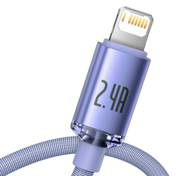 Baseus Crystal Shine Series kabel przewód USB Typ A - Lightning 2,4A 1,2m fioletowy