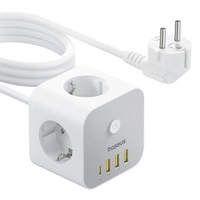 Kostka listwa zasilająca Baseus PowerCombo 7 w 1, 3 AC + 3 x USB-A + 1 x USB-C 20W 1,5 m - biała