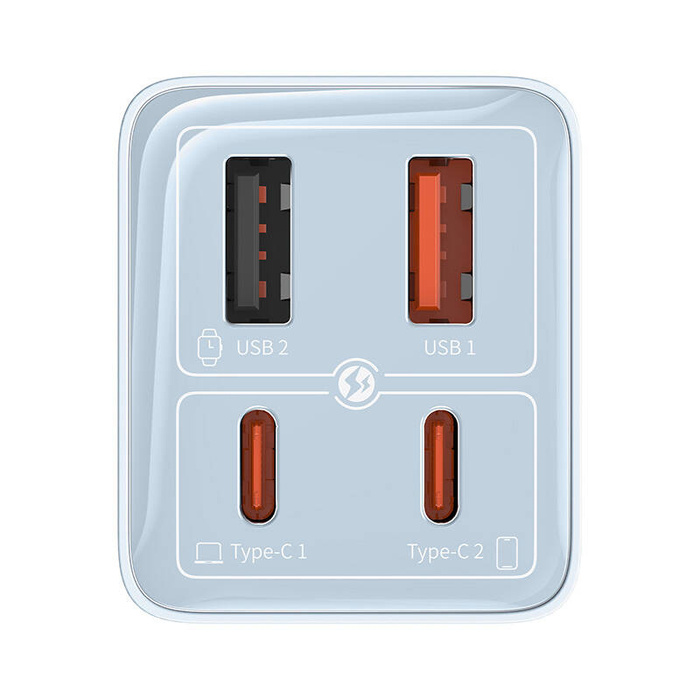 Ładowarka sieciowa Baseus GaN6 Pro, 2xUSB-C + 2xUSB, 65W (niebieska)
