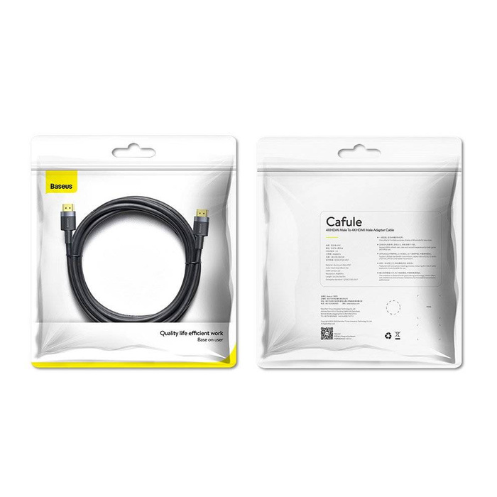 Baseus Cafule kabel przewód HDMI 2.0 4K 60 Hz 3D 18 Gbps 2m czarny (CADKLF-F01)