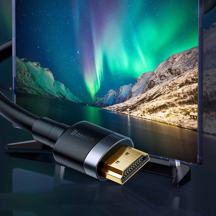 Baseus Cafule kabel przewód HDMI 2.0 4K 60 Hz 3D 18 Gbps 2m czarny (CADKLF-F01)