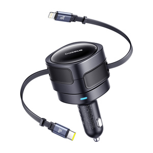 Ładowarka samochodowa Baseus Enjoyment Max z kablami USB-C+Lightning 60W Czarny