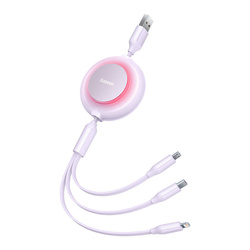 Baseus Bright Mirror 2 kabel przewód 3w1 USB Typ A - micro USB + Lightning + USB Typ C 3.5A 1.1m fioletowy (CAMJ010005)