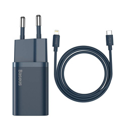 [PO ZWROCIE] Baseus Super Si 1C szybka ładowarka USB Typ C 20W Power Delivery + kabel USB Typ C - Lightning 1m niebieski (TZCCSUP-B03)
