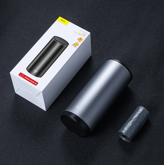 Baseus samochodowy mini kosz na śmieci z pokrywką do auta czarny (CRLJT-01)