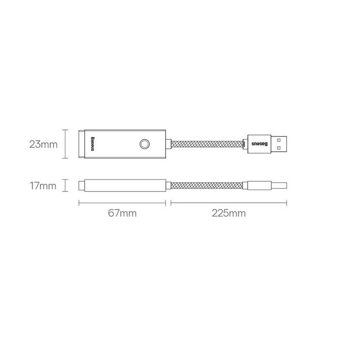 Baseus Lite Series zewnętrzna karta sieciowa USB Typ C - RJ-45 1Gbps (1000Mbps) czarny (WKQX000301)